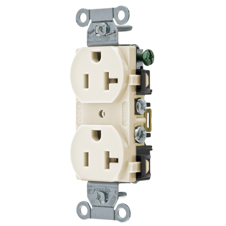 HUBBELL WIRING DEVICE-KELLEMS Commercial Specification Grade Duplex Receptacles BR20LA